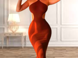 Tia Ribbed Dress | Auburn Cut-Out Midi
